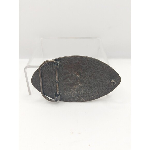 Vintage 80s Mens Belt Buckle: AFC on NBC 1984 Football TV NFL Helmet Sport brass - Picture 2 of 4